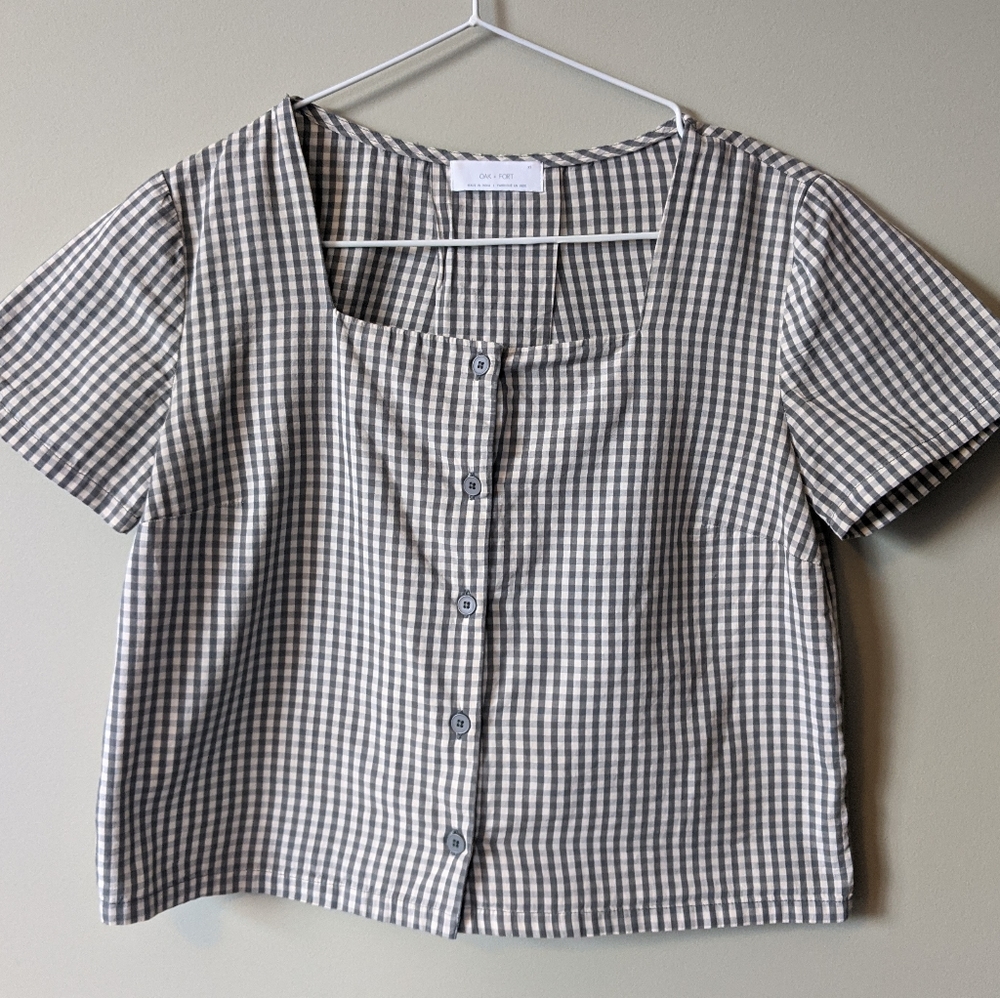 Green checkered blouse